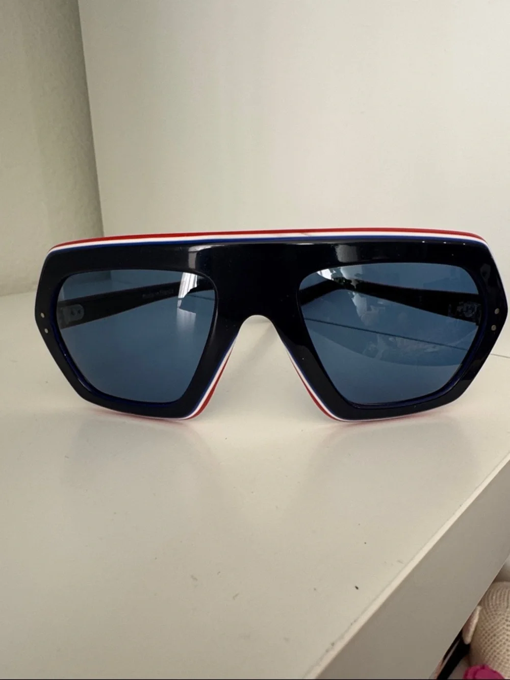 Emilio Pucci Oversized Shield Sunglasses Blue Lens Tricolor Frame